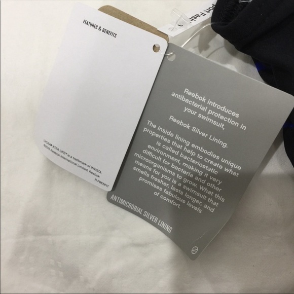 Reebok striped black blue one piece swimsuit NWT - Picture 5 of 7